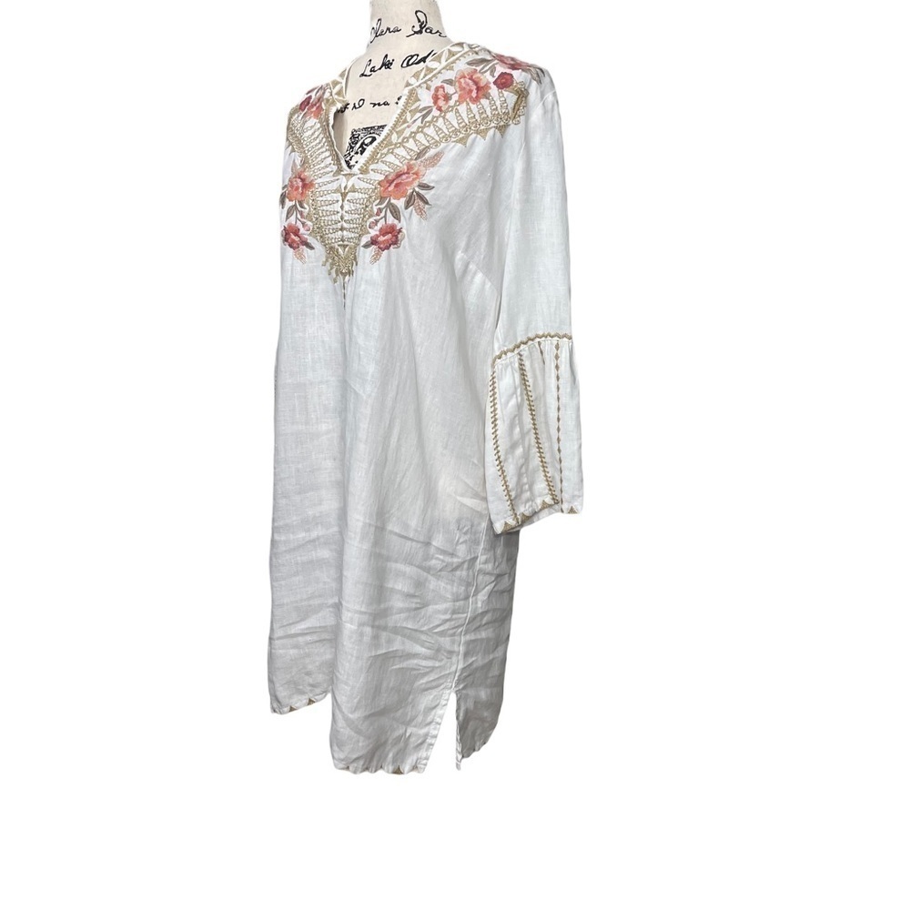 Johnny Was Linen Embroidered Floral Tunic Dress Boho Size XS - Picture 4 of 10
